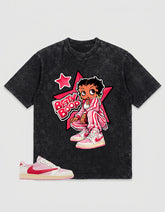 Sail Tropical Pink Travis Scott 1s Washed T-shirt Betty Boop Star Graphic