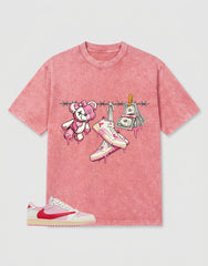 Sail Tropical Pink Travis Scott 1s Zadago Washed T-shirt Fresh Sneaker Graphic
