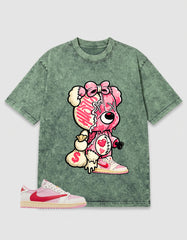 Sail Tropical Pink Travis Scott 1s Zadago Washed T-shirt Hustle Bear Graphic