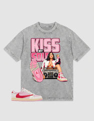 Sail Tropical Pink Travis Scott 1s Zadago Washed T-shirt Kiss My Sole Graphic