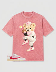 Sail Tropical Pink Travis Scott 1s Washed T-shirt Play Hard Bear Graphic