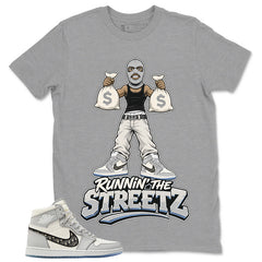 Graphic T-shirt to Match Wolf Grey 1s - Runnin' The Street Graphic