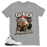 Graphic T-shirt to Match A Maniere Black Collective 5s - Get Rich Money Talk Graphic