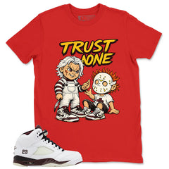 Graphic T-shirt to Match A Maniere Black Collective 5s - Trust None Graphic