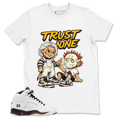 Graphic T-shirt to Match A Maniere Black Collective 5s - Trust None Graphic