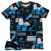 Sleep On Snoopy All Over Print Shirt Match Air Jordan 14 Black University Blue