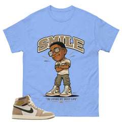 Smile I'm Living My Best Life Shirt - Match Cream Wmns Air Jordan 1 Khaki