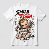 Smile Through The Pain White Graphic T-shirt