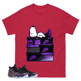 Snoopy Chillin Graphic Tee, Shirt to Match Air Foamposite One Eggplant, Air Foamposite Unisex Purple Shirt
