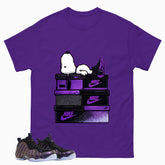 Snoopy Chillin Graphic Tee, Shirt to Match Air Foamposite One Eggplant, Air Foamposite Unisex Purple Shirt