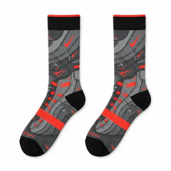 Solar Red Sneaker Match Socks – Air Max 95 Big Bubble Inspired Mid-Calf Crew Socks Unisex