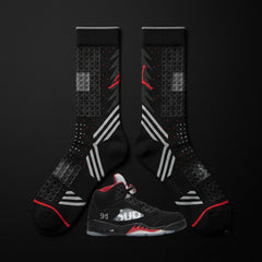 Supreme Black Socks – Supreme x Air Jordan 5 Retro Inspired Mid-Calf Unisex Crew Socks