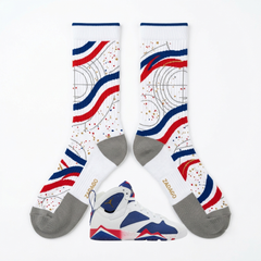 Tinker Alternate Sneaker Match Socks – Air Jordan 7 Retro BG Inspired Mid-Calf Crew Socks