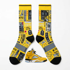 Tokyo Socks – Air Jordan 5 Inspired Mid-Calf Unisex Crew Socks