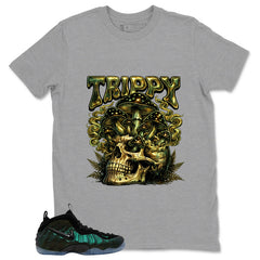 Trippy Skull Shirt - Match Air Foamposite Pro Pine Green