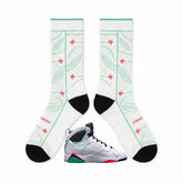 Verde Sneaker Match Socks ā Air Jordan 7 GS Verde Inspired Mid-Calf Crew Socks