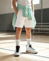 Verde Sneaker Match Socks ā Air Jordan 7 GS Verde Inspired Mid-Calf Crew Socks