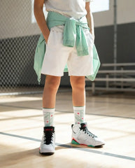 Verde Sneaker Match Socks – Air Jordan 7 GS Verde Inspired Mid-Calf Crew Socks