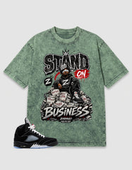 Washed T-shirt to Match Metallic Reimagined 5s - Stand On Business Graphic