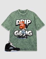 Washed T-shirt to Match Metallic Reimagined 5s - Drip Gang Graphic
