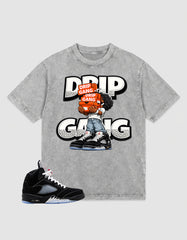 Washed T-shirt to Match Metallic Reimagined 5s - Drip Gang Graphic
