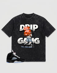 Washed T-shirt to Match Metallic Reimagined 5s - Drip Gang Graphic