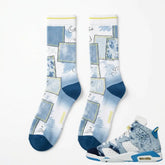 Washed Denim Sneaker Match Socks ā Air Jordan 6 Retro GS 2022 Inspired Mid-Calf Crew Socks