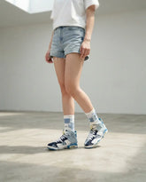 Washed Denim Sneaker Match Socks ā Air Jordan 6 Retro GS 2022 Inspired Mid-Calf Crew Socks