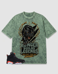 Washed T-shirt Hunger Builds Legends | Zadago