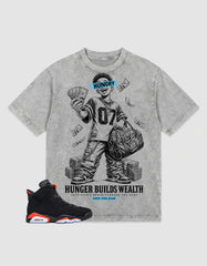 Washed T-shirt Hunger Builds Wealth | Zadago