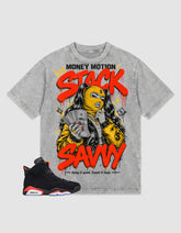Washed T-shirt Money Motion Stack Savvy | Zadago
