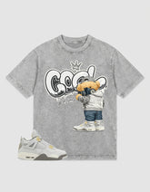 Grey Photon Dust 4s Zadago Washed Shirt - Cool Boy Graphic