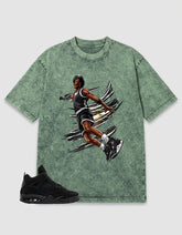 Washed T-shirt to Match Black Cat 4s - Air Baller Shirt
