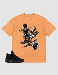 Washed T-shirt to Match Black Cat 4s - Air Baller Shirt