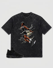 Washed T-shirt to Match Black Cat 4s - Air Baller Shirt