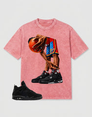 Black Cat 4s Zadago Washed T-shirt Ball Time Graphic