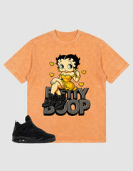 Black Cat 4s Zadago Washed T-shirt Betty Boop Graphic