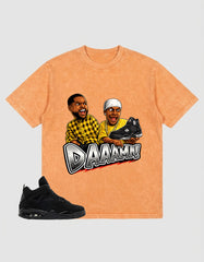 Black Cat 4s Washed T-shirt - Daaamn Sneaker Graphic