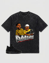 Black Cat 4s Washed T-shirt - Daaamn Sneaker Graphic
