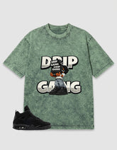 Black Cat 4s Zadago Washed T-shirt Drip Gang Graphic