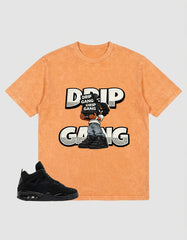 Black Cat 4s Zadago Washed T-shirt Drip Gang Graphic