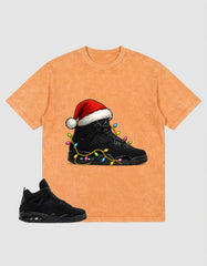 Black Cat 4s Zadago Washed T-shirt Kickmas Graphic