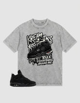 Washed T-shirt to Match Black Cat 4s - Kream Kicks Shirt