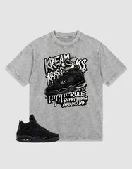 Washed T-shirt to Match Black Cat 4s - Kream Kicks Shirt