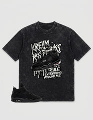 Washed T-shirt to Match Black Cat 4s - Kream Kicks Shirt