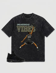 Black Cat 4s Zadago Washed T-shirt Sneakerhead Vibes Graphic