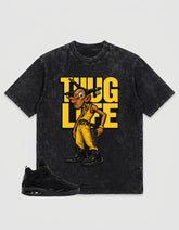 Black Cat 4s Zadago Washed T-shirt Thug Life Graphic