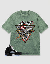 Washed T-shirt to Match Metallic Reimagined 5s - Always Fly Graphic