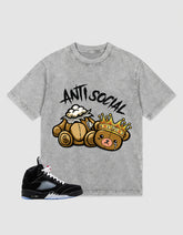 Washed T-shirt to Match Metallic Reimagined 5s - Anti Social Graphic