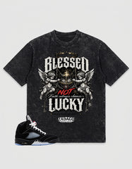 Washed T-shirt to Match Metallic Reimagined 5s - Blessed Not Lucky Graphic